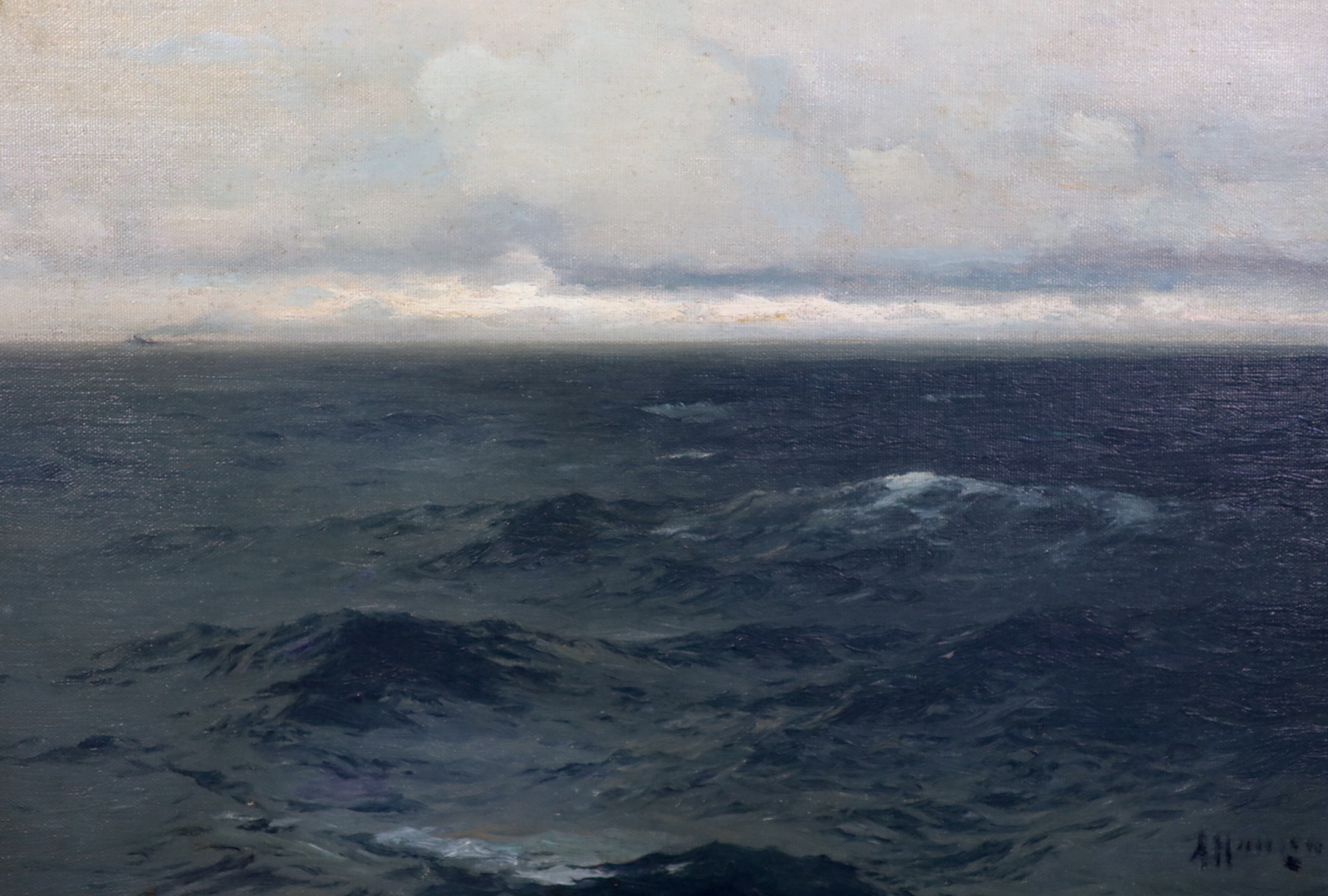 Aleksei Vasilievich Von Hanzen (Russian, 1876- 1937), Open seascape, oil on canvas board, 32 x 47cm